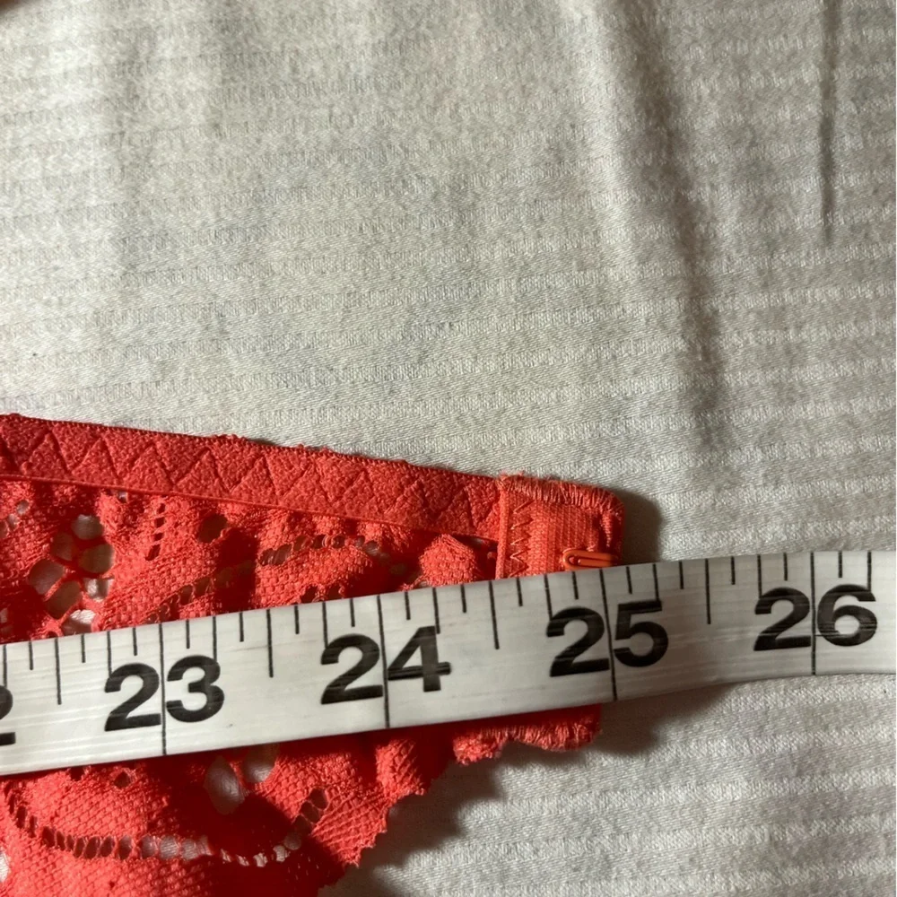 PINK VS Lace Halter Bralette in Vibrant Orange, size Small